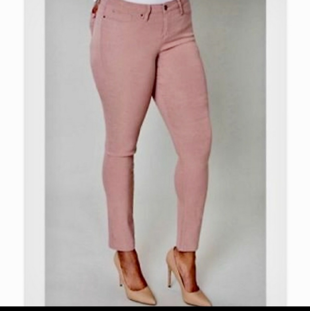 Lane Bryant Pink Mid Rise Skinny Ankle Jeans - Picture 1 of 6